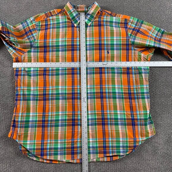 Ralph Lauren Button Down Shirt Men's 2XB Classic Fit Orange Green Plaid Check - Picture 5 of 10